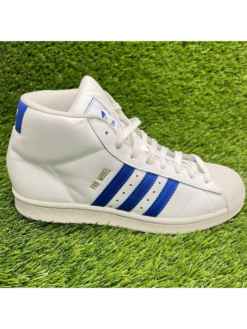 Adidas Pro Model Boys Size 6.5Y White Blue Athletic Lifestyle Shoes Sneakers